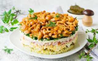 Салат с копченой курицей и маринованными опятами: рецепт