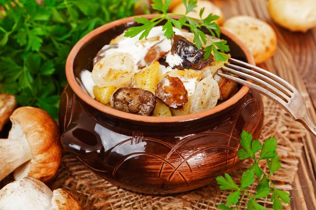 Картофель в духовке курица грибы картофель