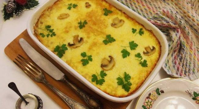 Грибной жульен из шампиньонов со сливками