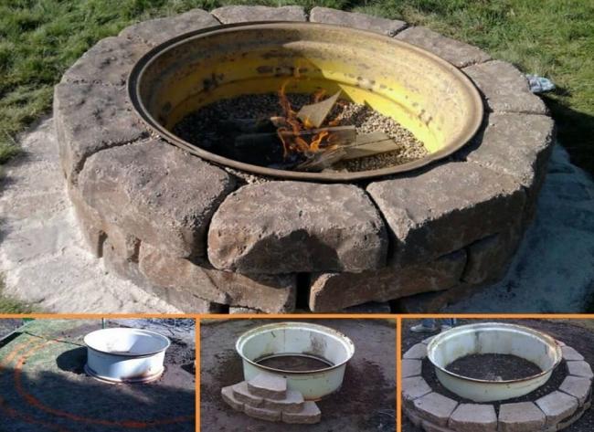 Финский очаг из автомобильного диска Очаг из диска и кирпича