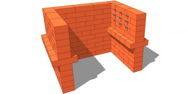 3D-проект самого простого мангала из кирпича Простой кирпичный мангал