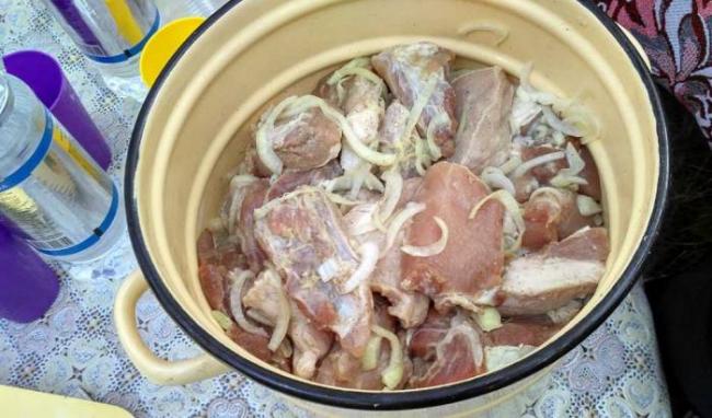 Хранение шашлыка в эмалированной кастрюле Шашлык в кастрюле