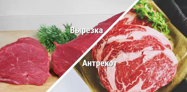 Отличие антрекота от вырезки Вырезка и антрекот