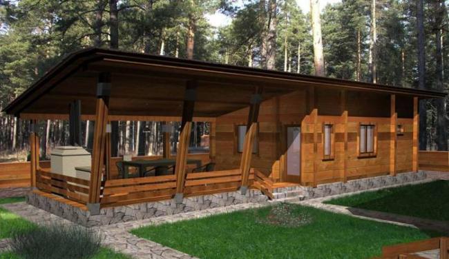 Проект бани с беседкой под единым скатом Баня с беседкой и мангалом