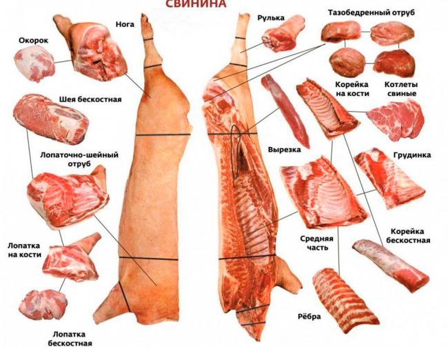Части мяса свинины Мясо свинины