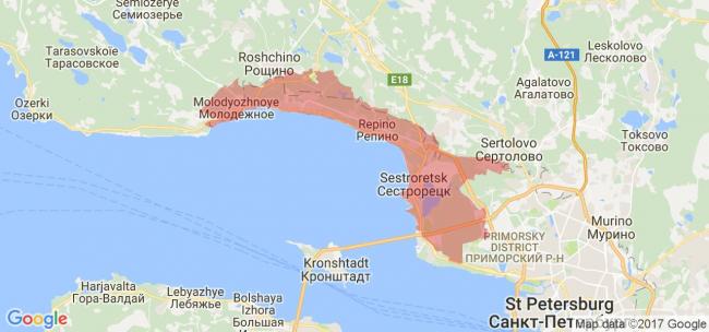 Карта Курортного района с границами 2022 года