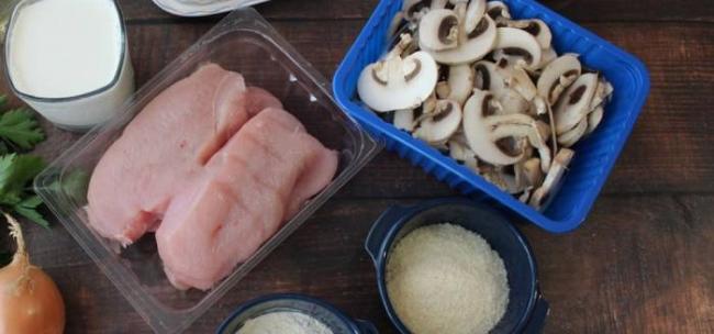 Ингредиенты для приготовления ветчины из индейки с грибами Индейка и грибы