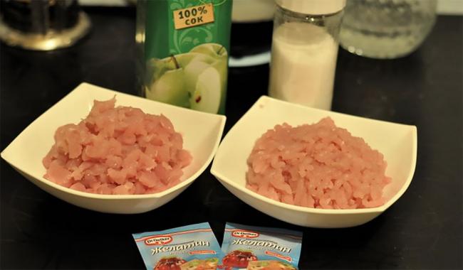 Ингредиенты для приготовления ветчины из индейки с желатином Индейка, специи, желатин