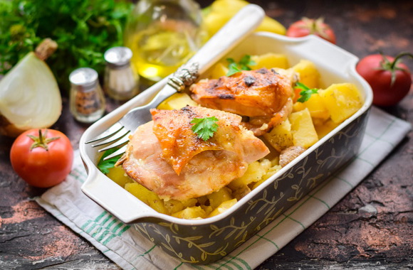 Курица с грибами и картофелем в духовке пошаговый рецепт с фото быстро и просто от Олега Михайлова и Алены Каменевой.