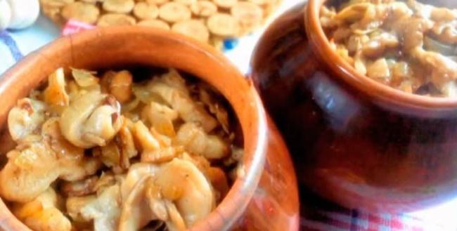 Грибы с картошкой в духовке со сметаной