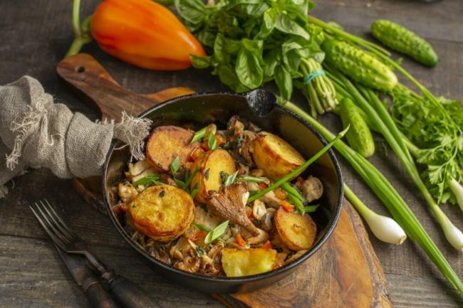 Запеченный картофель, грибы и курица - идеальное сочетание. Пошаговый рецепт с фотографиями - Ботаник