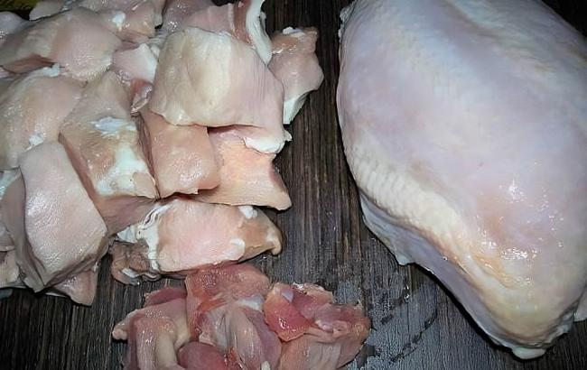 Мясо для приготовления ветчины с грибами Курица и свинина