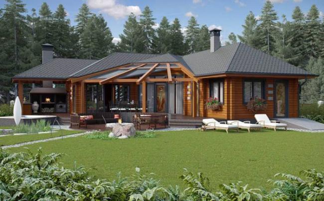 Летняя кухня с баней и террасой Летняя кухня с баней