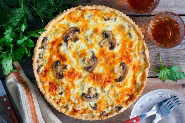 Киш с курицей и грибами рецепт с пошаговыми фотографиями - 1000.menu