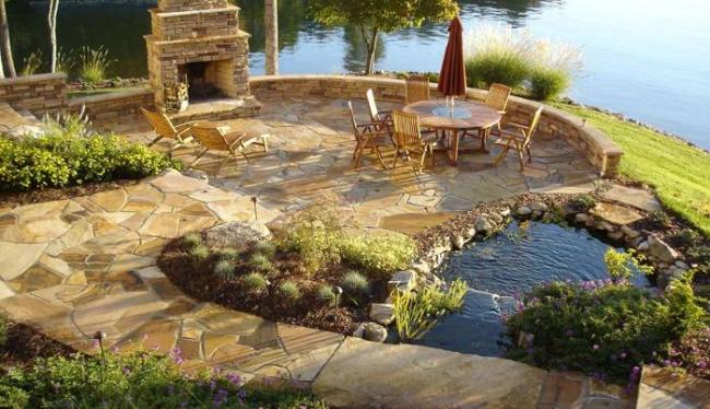 Патио с прудиком Патио и пруд