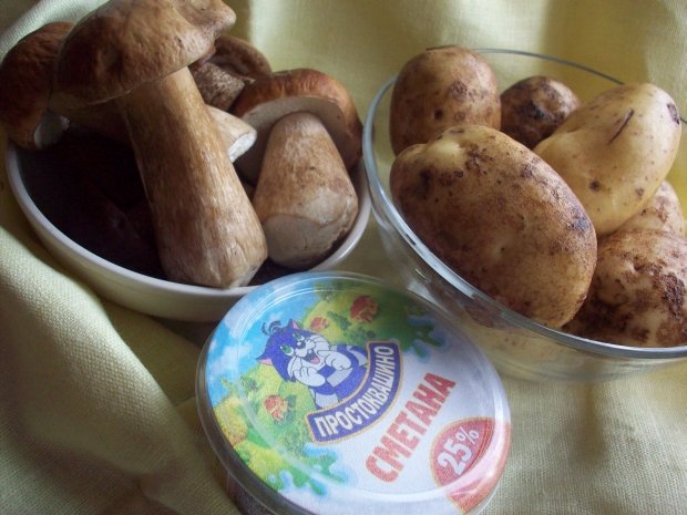 Картофель с белыми грибами в сливках | Рецепт с фото