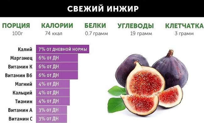 Пищевая ценность свежего инжира Свежий инжир и состав