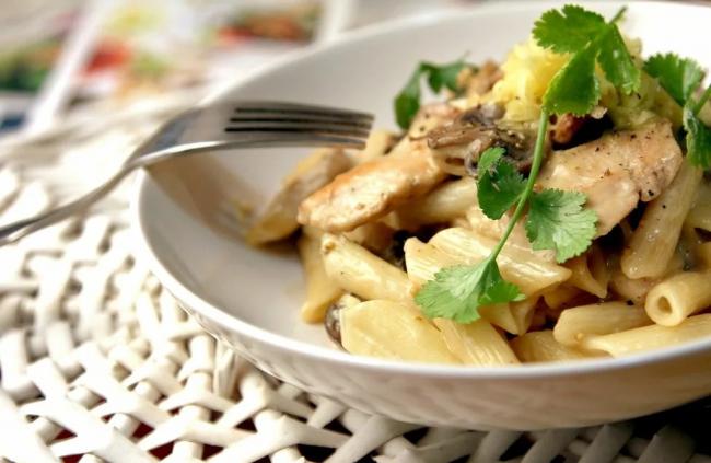 Вермишель с грибами шампиньонами