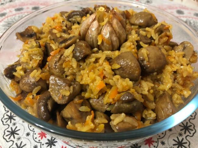 Как приготовить постный плов с грибами