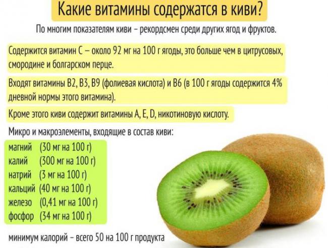 Содержание витаминов, микро- и макроэлементов в киви Витамины в киви