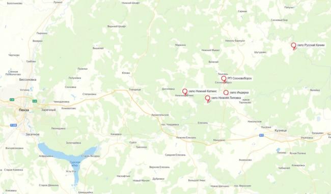Грибная карта Пензенской области